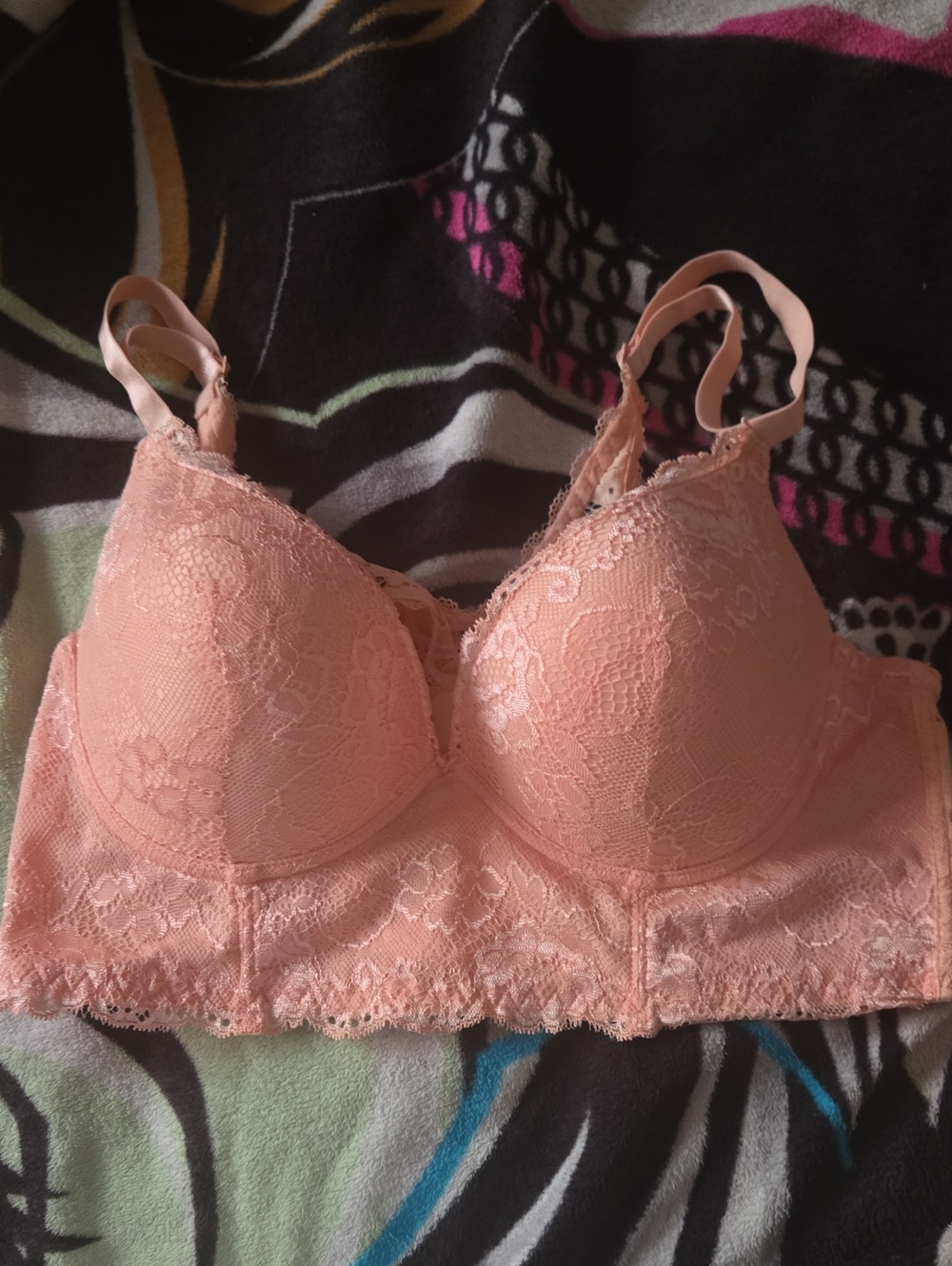 Bella Canvas Peach Lace Longline Push-Up Bra